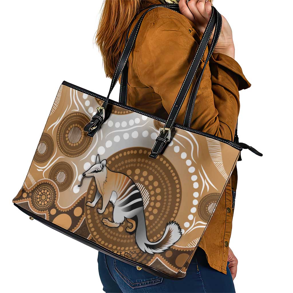 Numbat Australia Leather Tote Bag Myrmecobius Fasciatus Indigenous Art - Aussie Hoodie