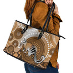 Numbat Australia Leather Tote Bag Myrmecobius Fasciatus Indigenous Art - Aussie Hoodie