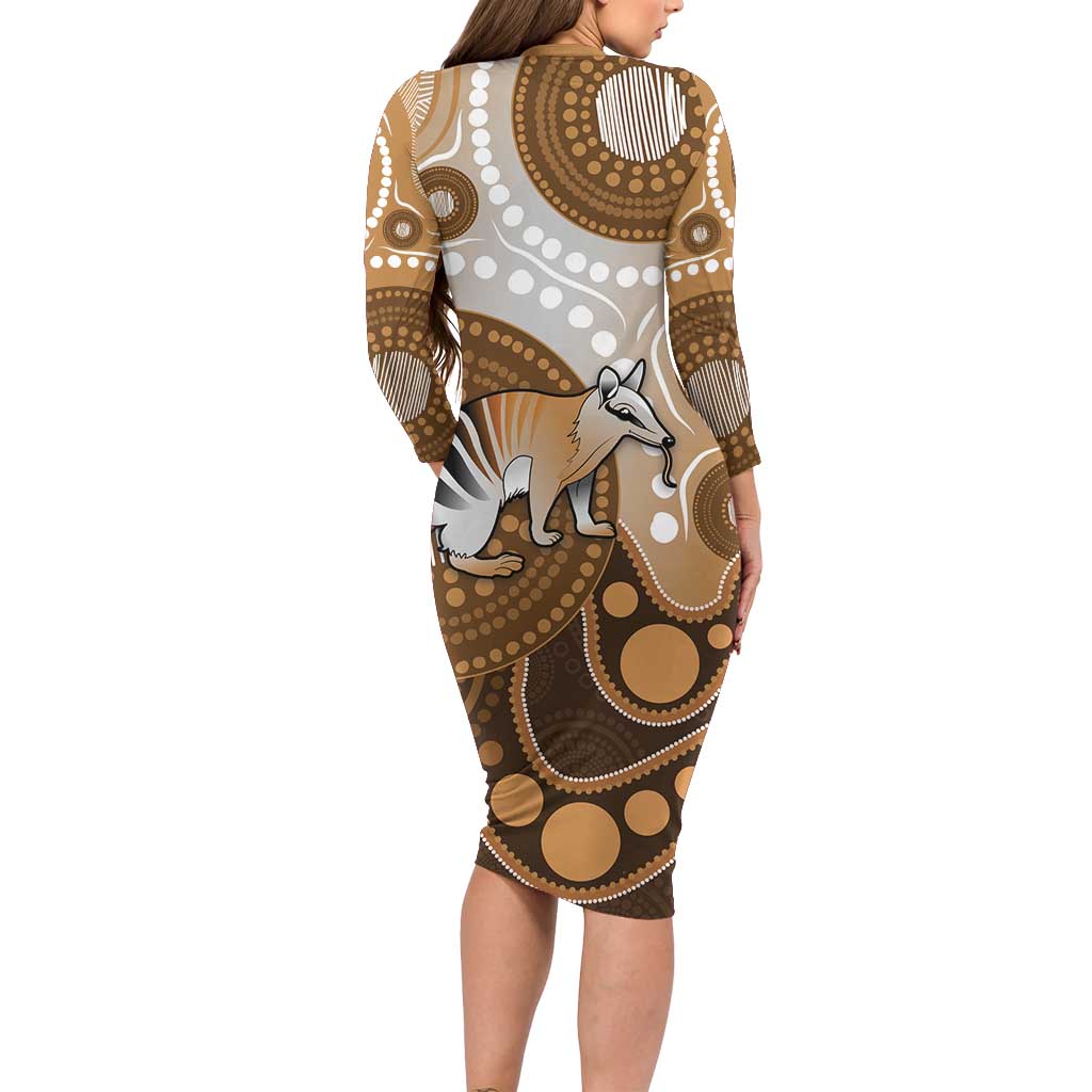 Numbat Australia Long Sleeve Bodycon Dress Myrmecobius Fasciatus Indigenous Art - Aussie Hoodie