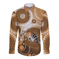 Numbat Australia Long Sleeve Button Shirt Myrmecobius Fasciatus Indigenous Art - Aussie Hoodie