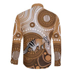 Numbat Australia Long Sleeve Button Shirt Myrmecobius Fasciatus Indigenous Art - Aussie Hoodie
