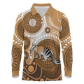 Numbat Australia Long Sleeve Polo Shirt Myrmecobius Fasciatus Indigenous Art - Aussie Hoodie