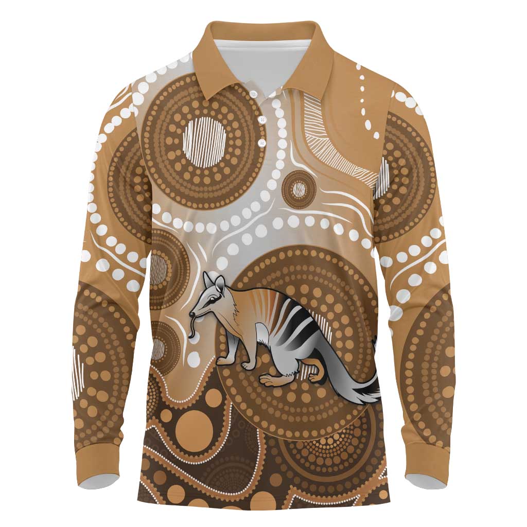 Numbat Australia Long Sleeve Polo Shirt Myrmecobius Fasciatus Indigenous Art - Aussie Hoodie