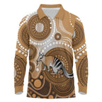 Numbat Australia Long Sleeve Polo Shirt Myrmecobius Fasciatus Indigenous Art - Aussie Hoodie