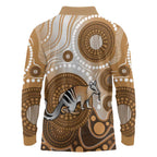 Numbat Australia Long Sleeve Polo Shirt Myrmecobius Fasciatus Indigenous Art - Aussie Hoodie