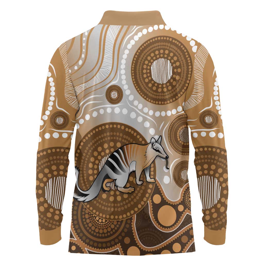 Numbat Australia Long Sleeve Polo Shirt Myrmecobius Fasciatus Indigenous Art - Aussie Hoodie