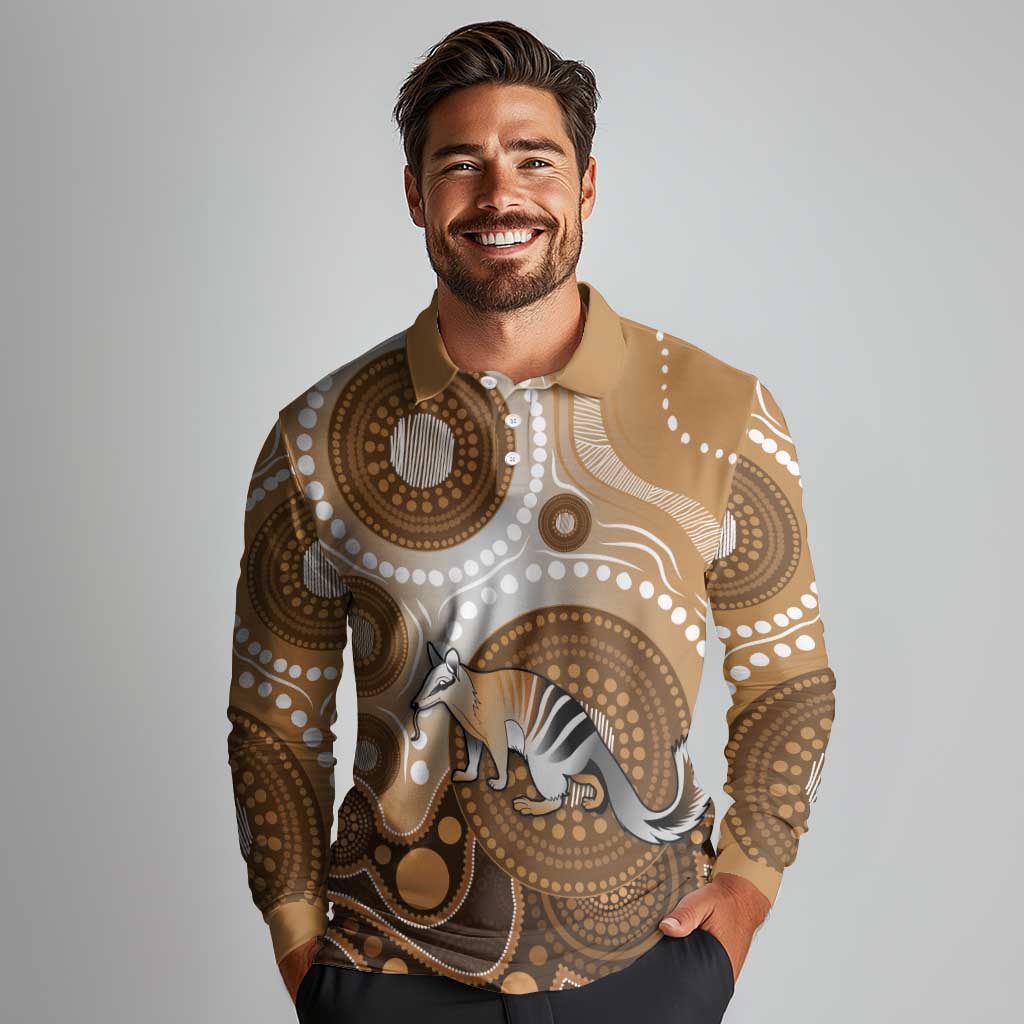 Numbat Australia Long Sleeve Polo Shirt Myrmecobius Fasciatus Indigenous Art - Aussie Hoodie