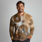 Numbat Australia Long Sleeve Polo Shirt Myrmecobius Fasciatus Indigenous Art - Aussie Hoodie