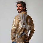 Numbat Australia Long Sleeve Polo Shirt Myrmecobius Fasciatus Indigenous Art - Aussie Hoodie