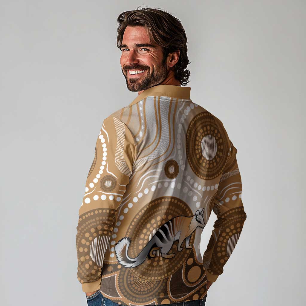 Numbat Australia Long Sleeve Polo Shirt Myrmecobius Fasciatus Indigenous Art - Aussie Hoodie