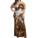Numbat Australia Off Shoulder Maxi Dress Myrmecobius Fasciatus Indigenous Art - Aussie Hoodie