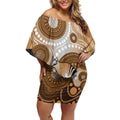 Numbat Australia Off Shoulder Short Dress Myrmecobius Fasciatus Indigenous Art - Aussie Hoodie