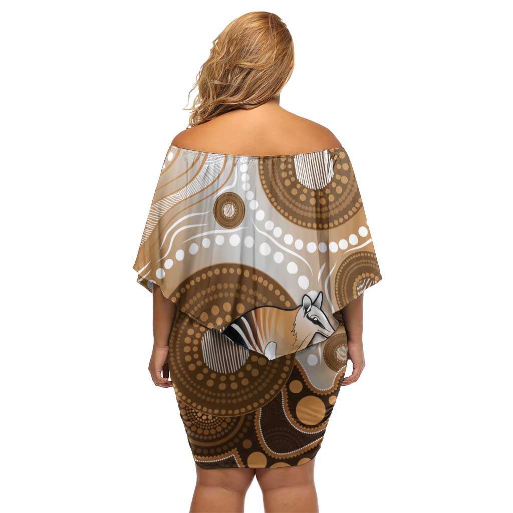 Numbat Australia Off Shoulder Short Dress Myrmecobius Fasciatus Indigenous Art - Aussie Hoodie