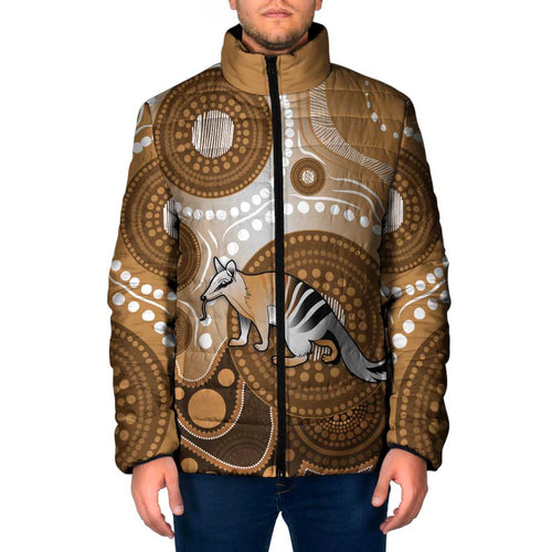 Numbat Australia Padded Jacket Myrmecobius Fasciatus Indigenous Art - Aussie Hoodie