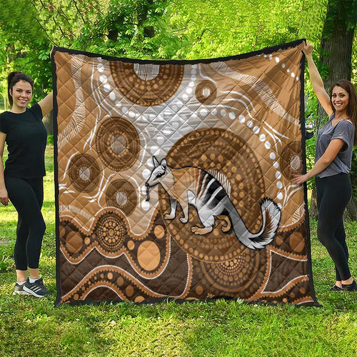 Numbat Australia Quilt Myrmecobius Fasciatus Indigenous Art - Aussie Hoodie