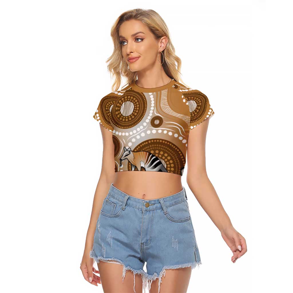 Numbat Australia Raglan Cropped T Shirt Myrmecobius Fasciatus Indigenous Art - Aussie Hoodie