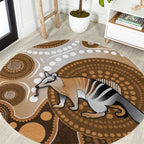 Numbat Australia Round Carpet Myrmecobius Fasciatus Indigenous Art - Aussie Hoodie