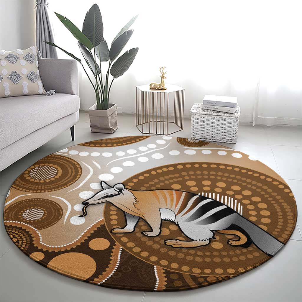 Numbat Australia Round Carpet Myrmecobius Fasciatus Indigenous Art - Aussie Hoodie