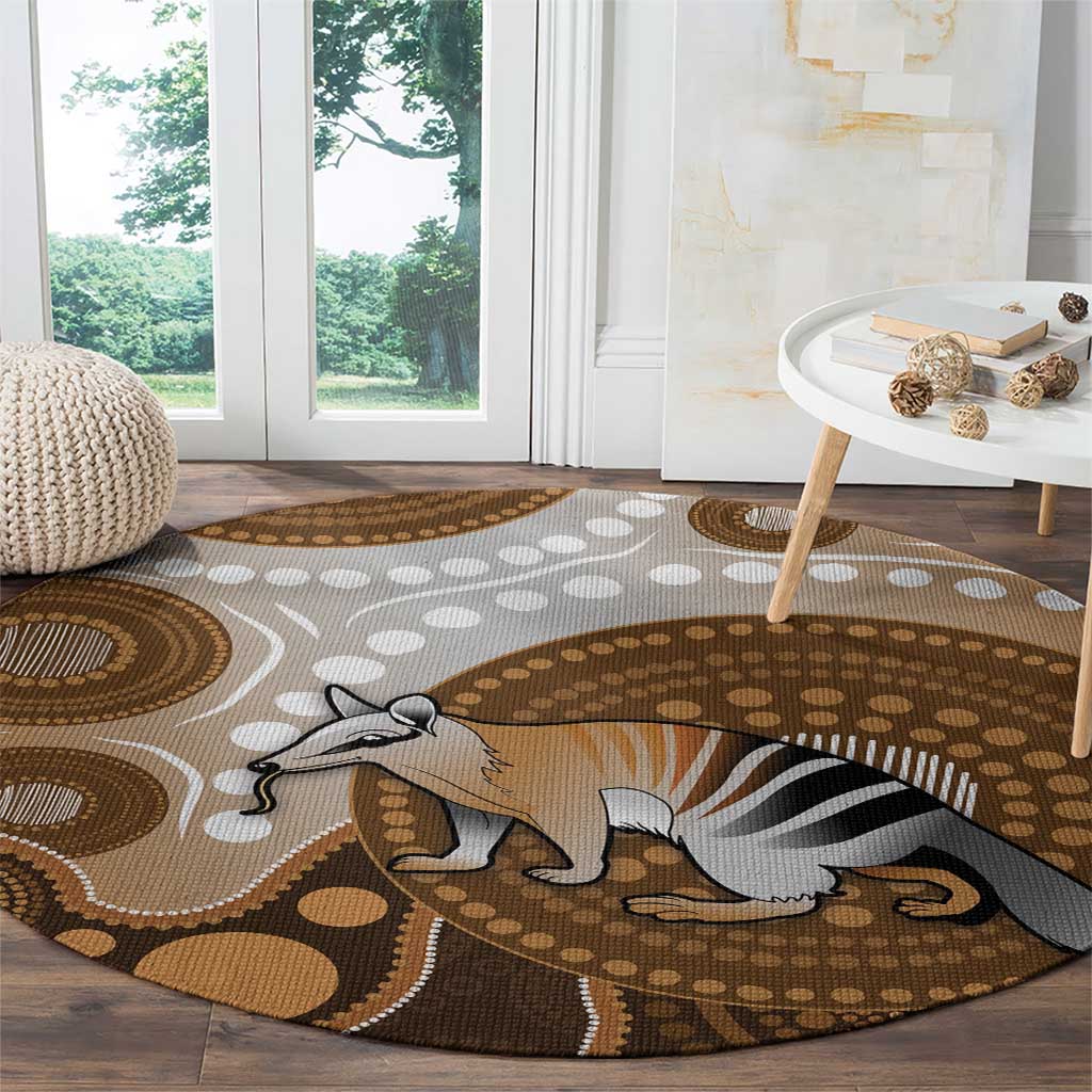 Numbat Australia Round Carpet Myrmecobius Fasciatus Indigenous Art - Aussie Hoodie