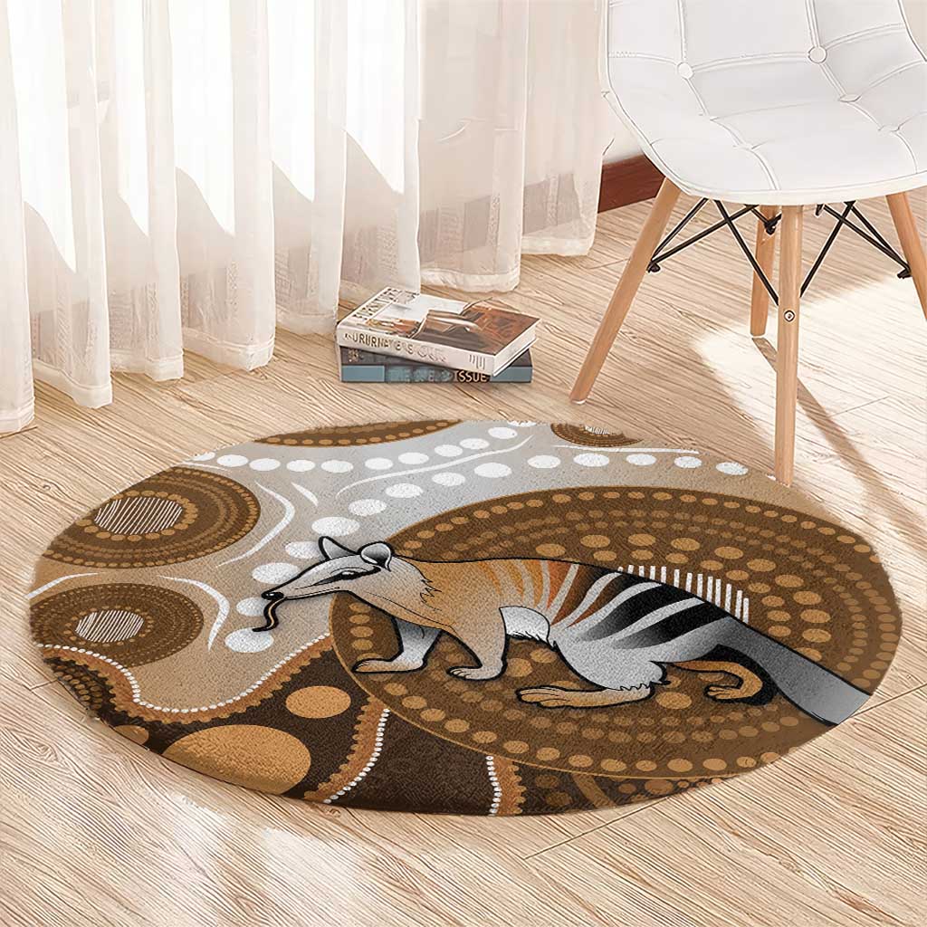 Numbat Australia Round Carpet Myrmecobius Fasciatus Indigenous Art - Aussie Hoodie