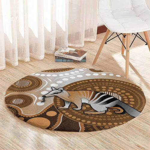 Numbat Australia Round Carpet Myrmecobius Fasciatus Indigenous Art - Aussie Hoodie