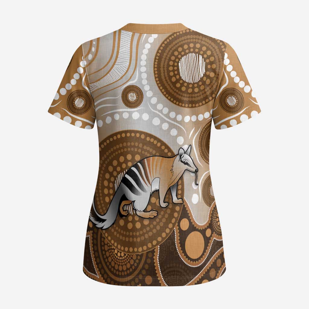 Numbat Australia Scrub Top Myrmecobius Fasciatus Indigenous Art - Aussie Hoodie