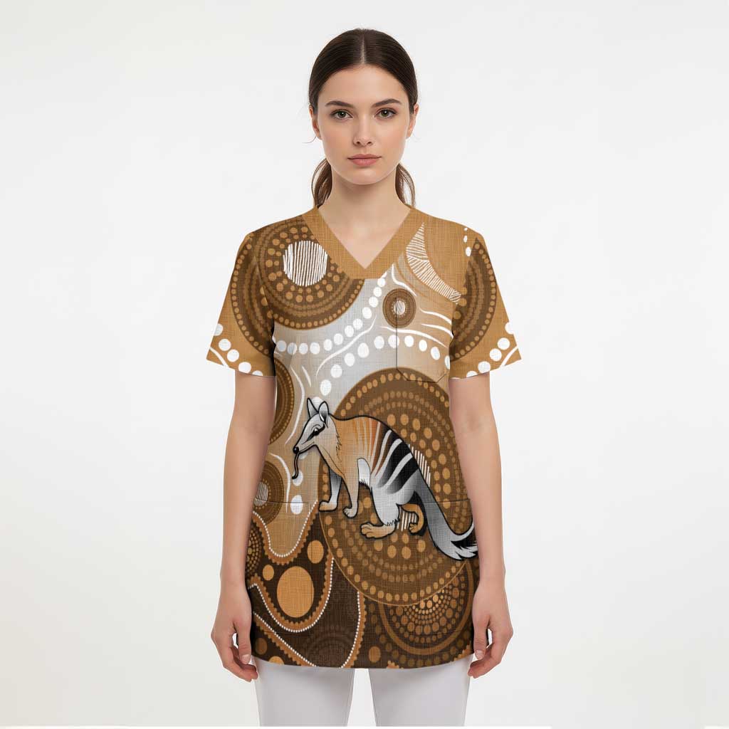Numbat Australia Scrub Top Myrmecobius Fasciatus Indigenous Art - Aussie Hoodie