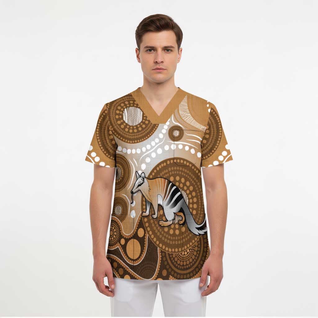 Numbat Australia Scrub Top Myrmecobius Fasciatus Indigenous Art - Aussie Hoodie