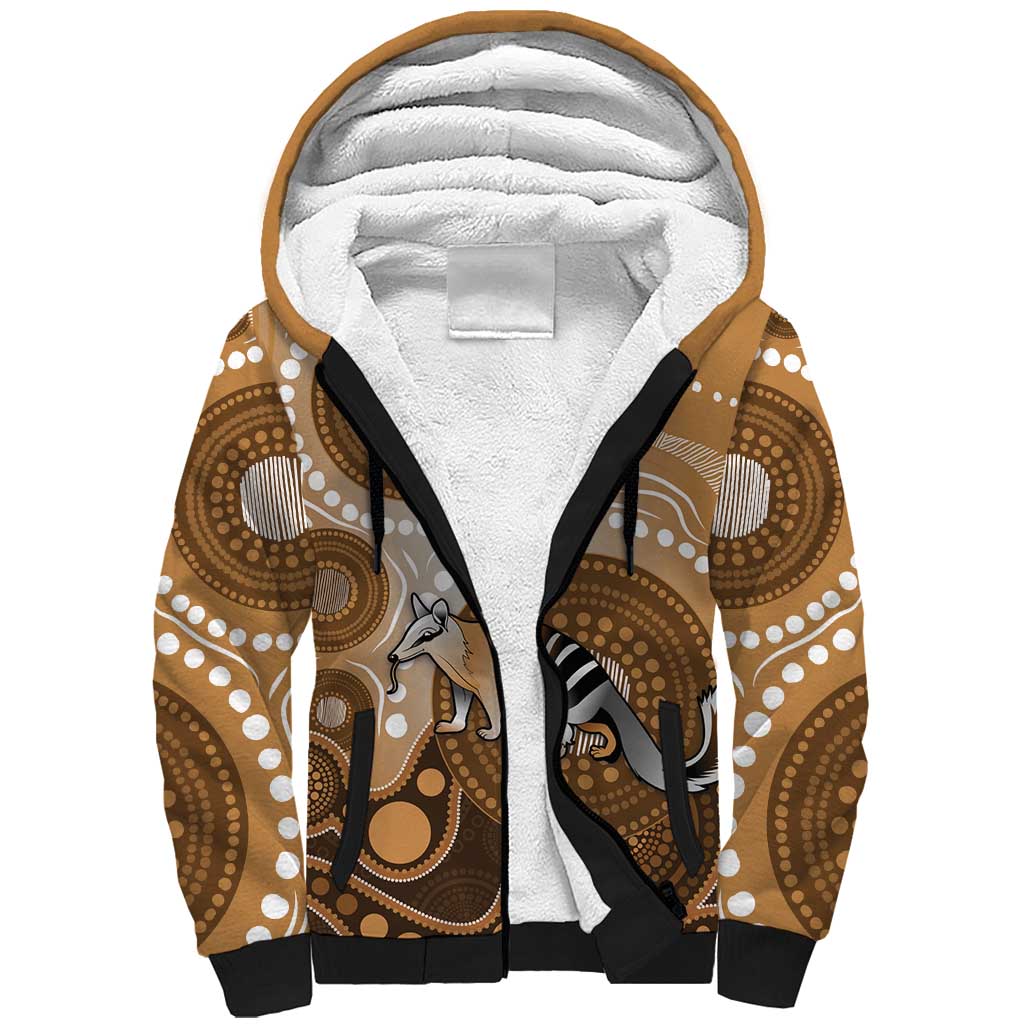 Numbat Australia Sherpa Hoodie Myrmecobius Fasciatus Indigenous Art - Aussie Hoodie