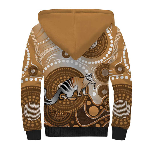 Numbat Australia Sherpa Hoodie Myrmecobius Fasciatus Indigenous Art - Aussie Hoodie