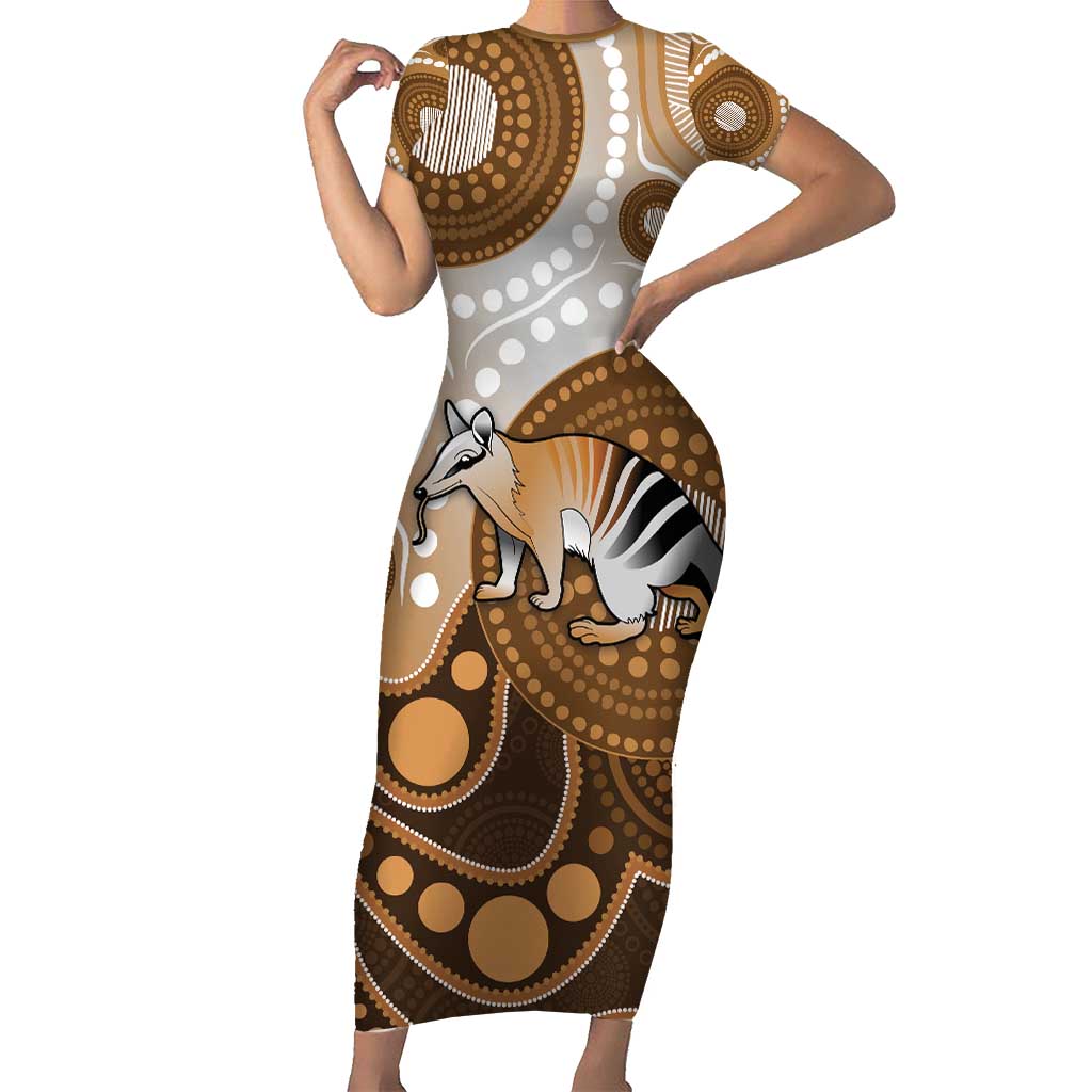 Numbat Australia Short Sleeve Bodycon Dress Myrmecobius Fasciatus Indigenous Art - Aussie Hoodie