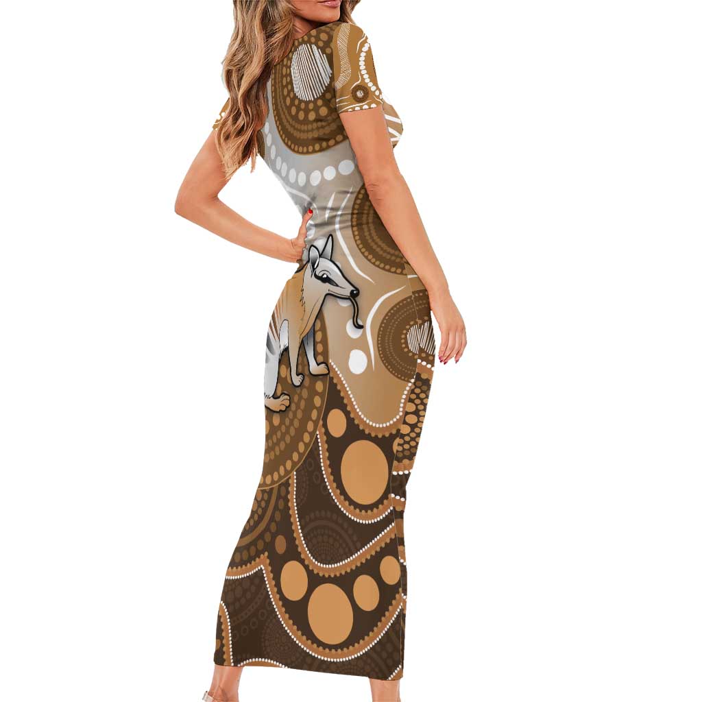 Numbat Australia Short Sleeve Bodycon Dress Myrmecobius Fasciatus Indigenous Art - Aussie Hoodie