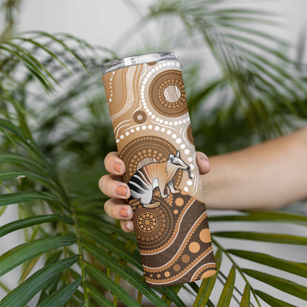 Numbat Australia Skinny Tumbler Myrmecobius Fasciatus Indigenous Art - Aussie Hoodie