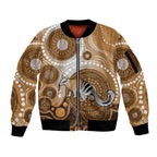 Numbat Australia Sleeve Zip Bomber Jacket Myrmecobius Fasciatus Indigenous Art - Aussie Hoodie