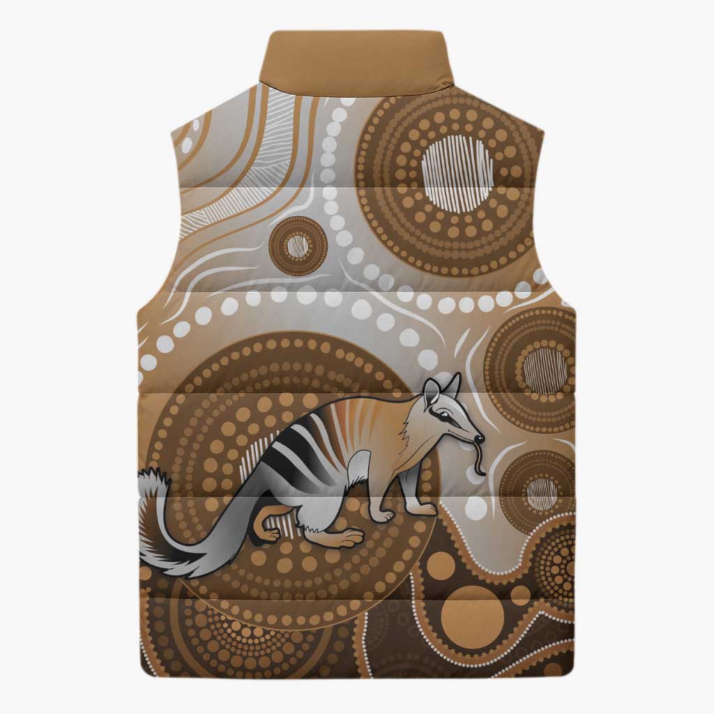 Numbat Australia Sleeveless Puffer Jacket Myrmecobius Fasciatus Indigenous Art - Aussie Hoodie