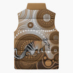 Numbat Australia Sleeveless Puffer Jacket Myrmecobius Fasciatus Indigenous Art - Aussie Hoodie