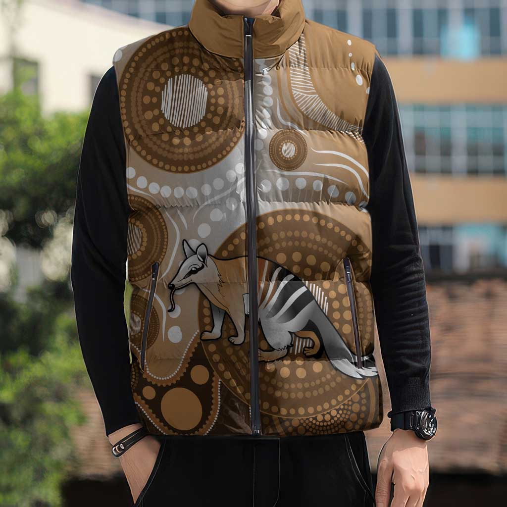 Numbat Australia Sleeveless Puffer Jacket Myrmecobius Fasciatus Indigenous Art - Aussie Hoodie