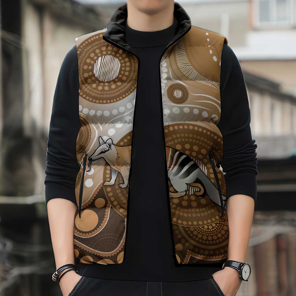 Numbat Australia Sleeveless Puffer Jacket Myrmecobius Fasciatus Indigenous Art - Aussie Hoodie