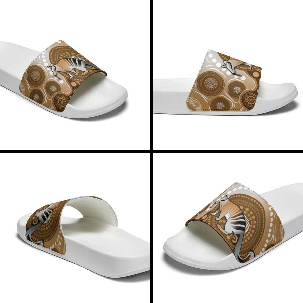 Numbat Australia Slide Sandals Myrmecobius Fasciatus Indigenous Art - Aussie Hoodie