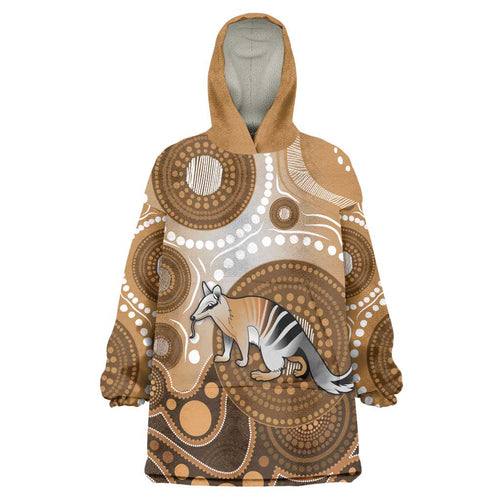 Numbat Australia Wearable Blanket Hoodie Myrmecobius Fasciatus Indigenous Art - Aussie Hoodie