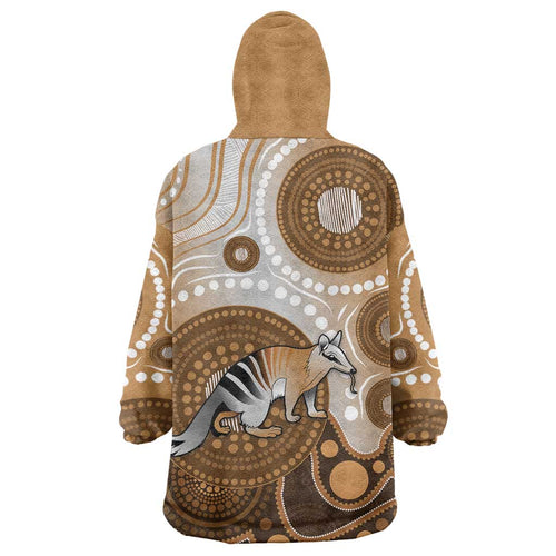 Numbat Australia Wearable Blanket Hoodie Myrmecobius Fasciatus Indigenous Art - Aussie Hoodie