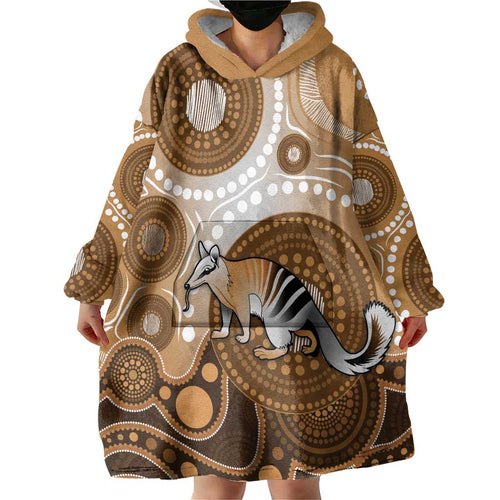 Numbat Australia Wearable Blanket Hoodie Myrmecobius Fasciatus Indigenous Art - Aussie Hoodie