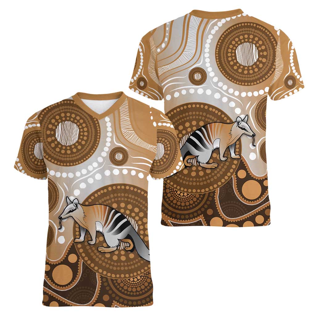 Numbat Australia Women V-Neck T-Shirt Myrmecobius Fasciatus Indigenous Art - Aussie Hoodie