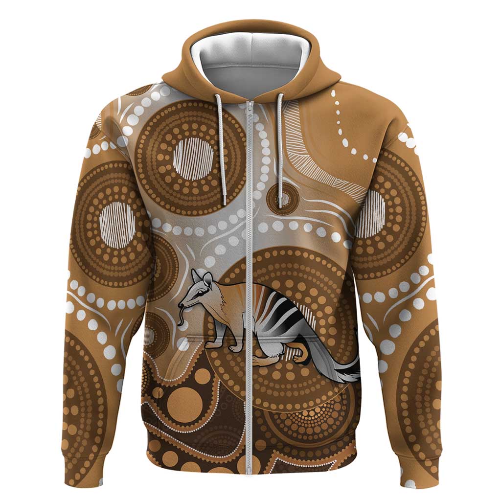 Numbat Australia Zip Hoodie Myrmecobius Fasciatus Indigenous Art - Aussie Hoodie