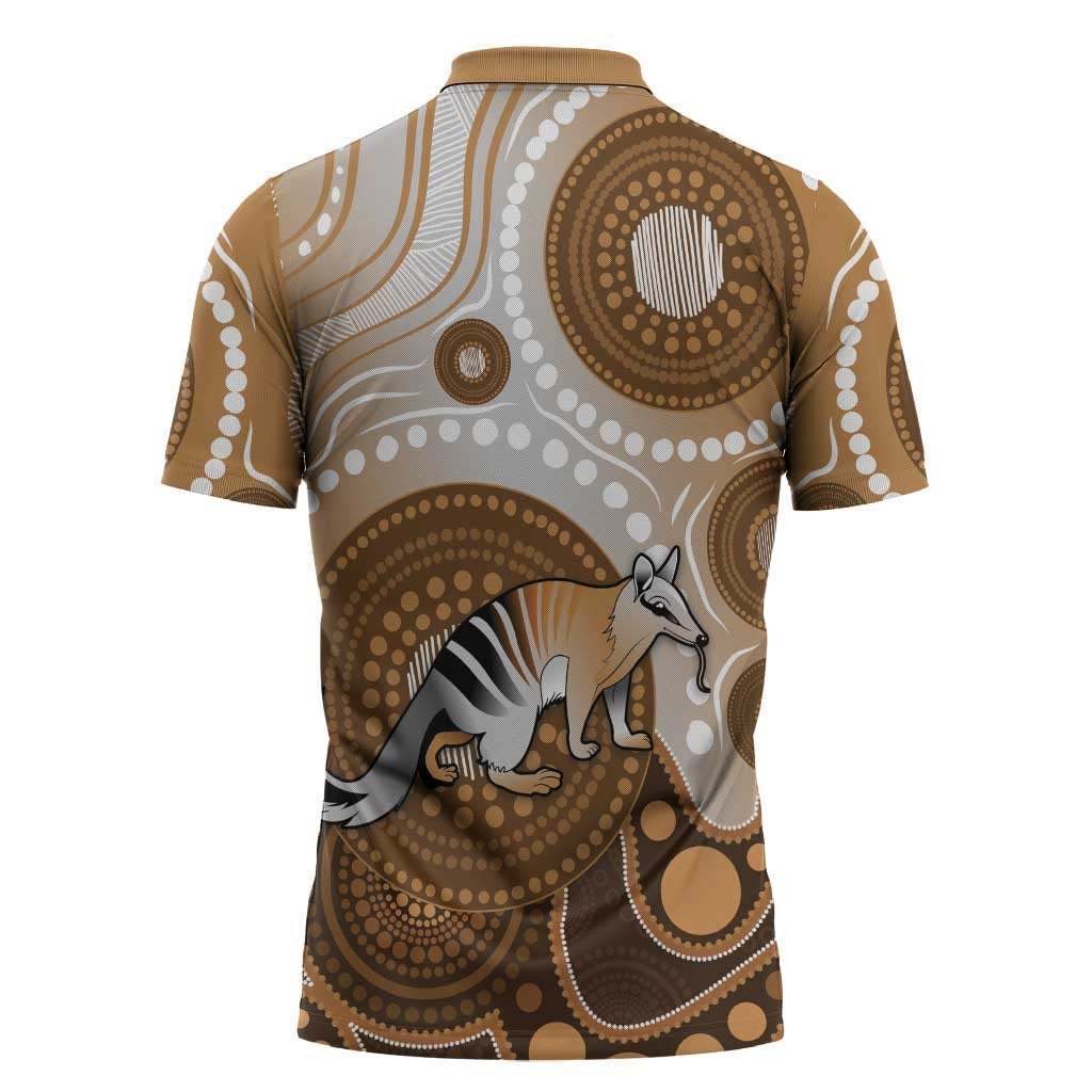 Numbat Australia Zipper Polo Shirt Myrmecobius Fasciatus Indigenous Art - Aussie Hoodie