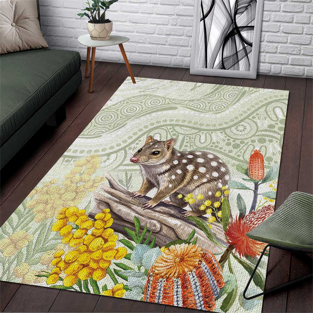 Eastern Quoll Australia Area Rug Watercolor National Flowers Indigenous Art - Aussie Hoodie