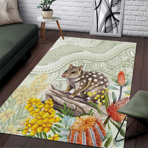 Eastern Quoll Australia Area Rug Watercolor National Flowers Indigenous Art - Aussie Hoodie