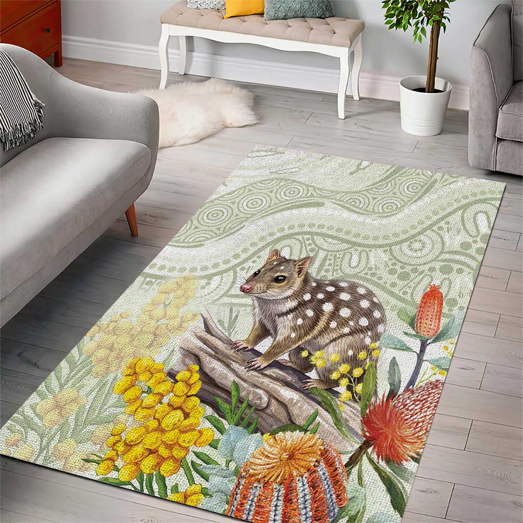 Eastern Quoll Australia Area Rug Watercolor National Flowers Indigenous Art - Aussie Hoodie