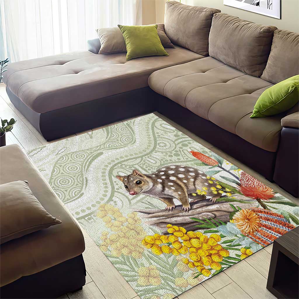 Eastern Quoll Australia Area Rug Watercolor National Flowers Indigenous Art - Aussie Hoodie