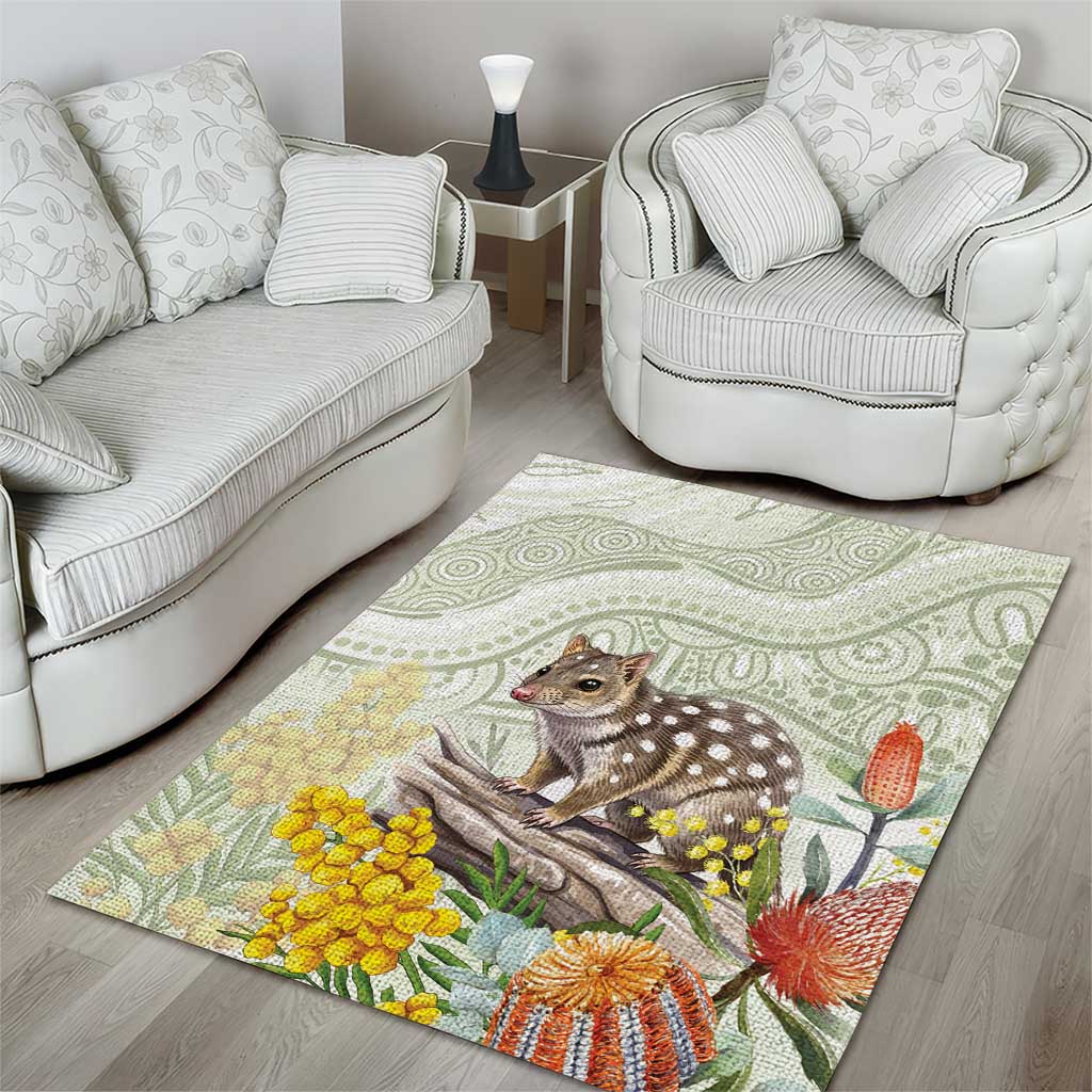 Eastern Quoll Australia Area Rug Watercolor National Flowers Indigenous Art - Aussie Hoodie